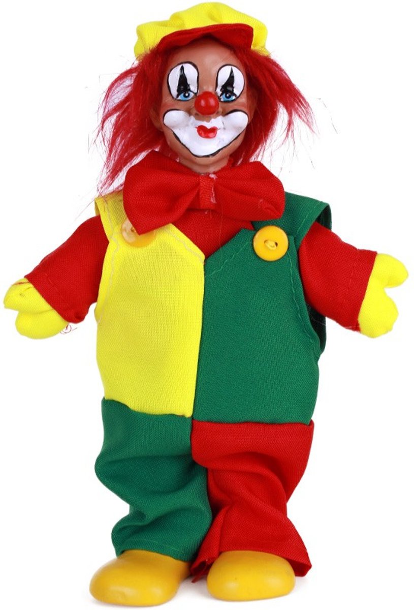 Clownspop met pet rood/geel/groen 20cm