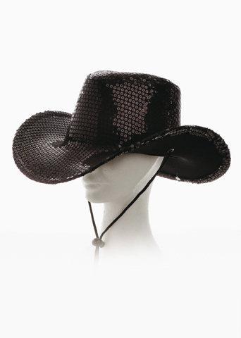 Cowboyhoed pailletten zwart