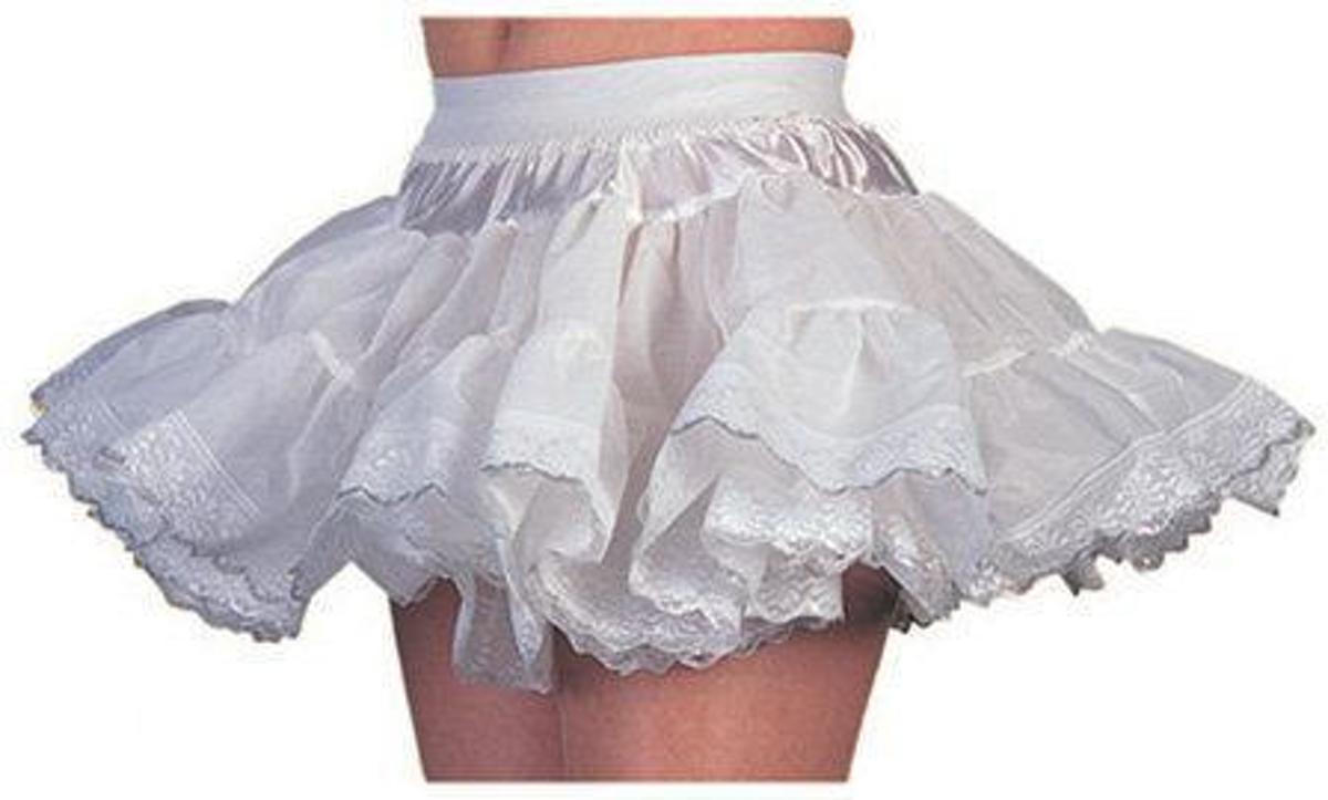 Feestkleding Petticoat kort wit met zilveren bies meisje Maat 140