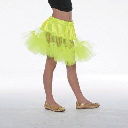 Feestkleding Petticoat lang neon fluor geel meisje Maat 128