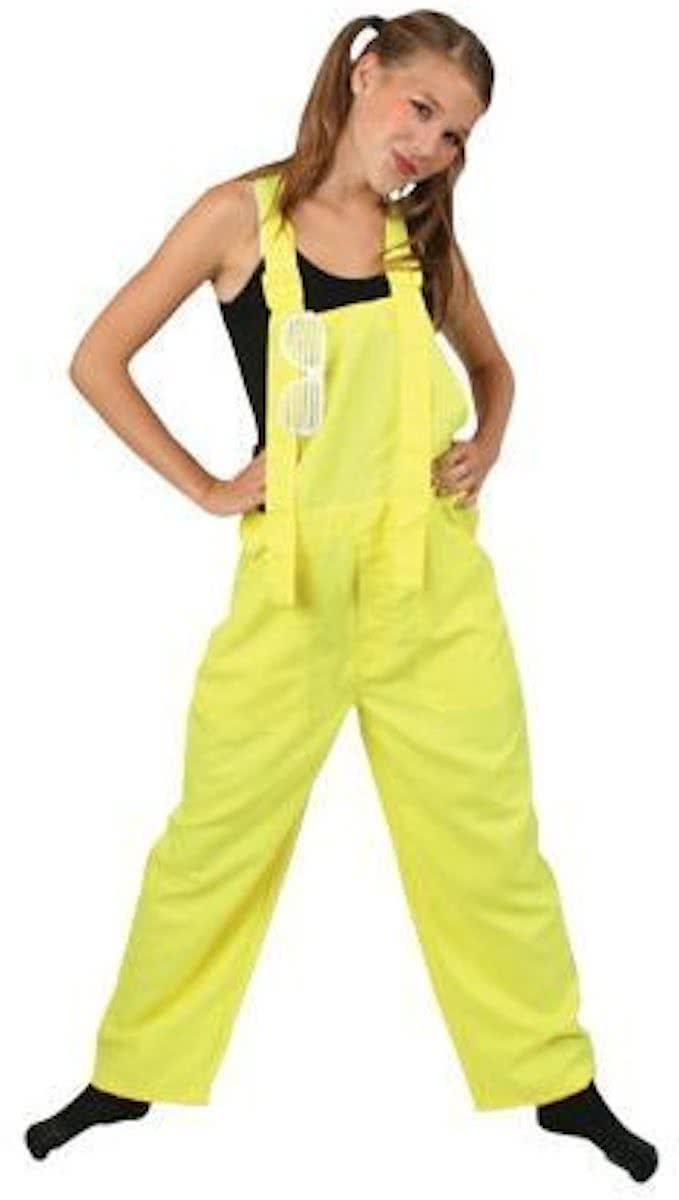 Gele tuinbroek fluor Maat 140