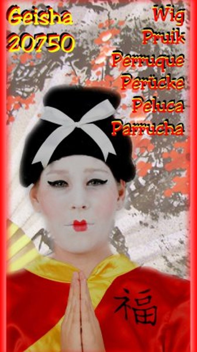 Pruik Geisha zwart