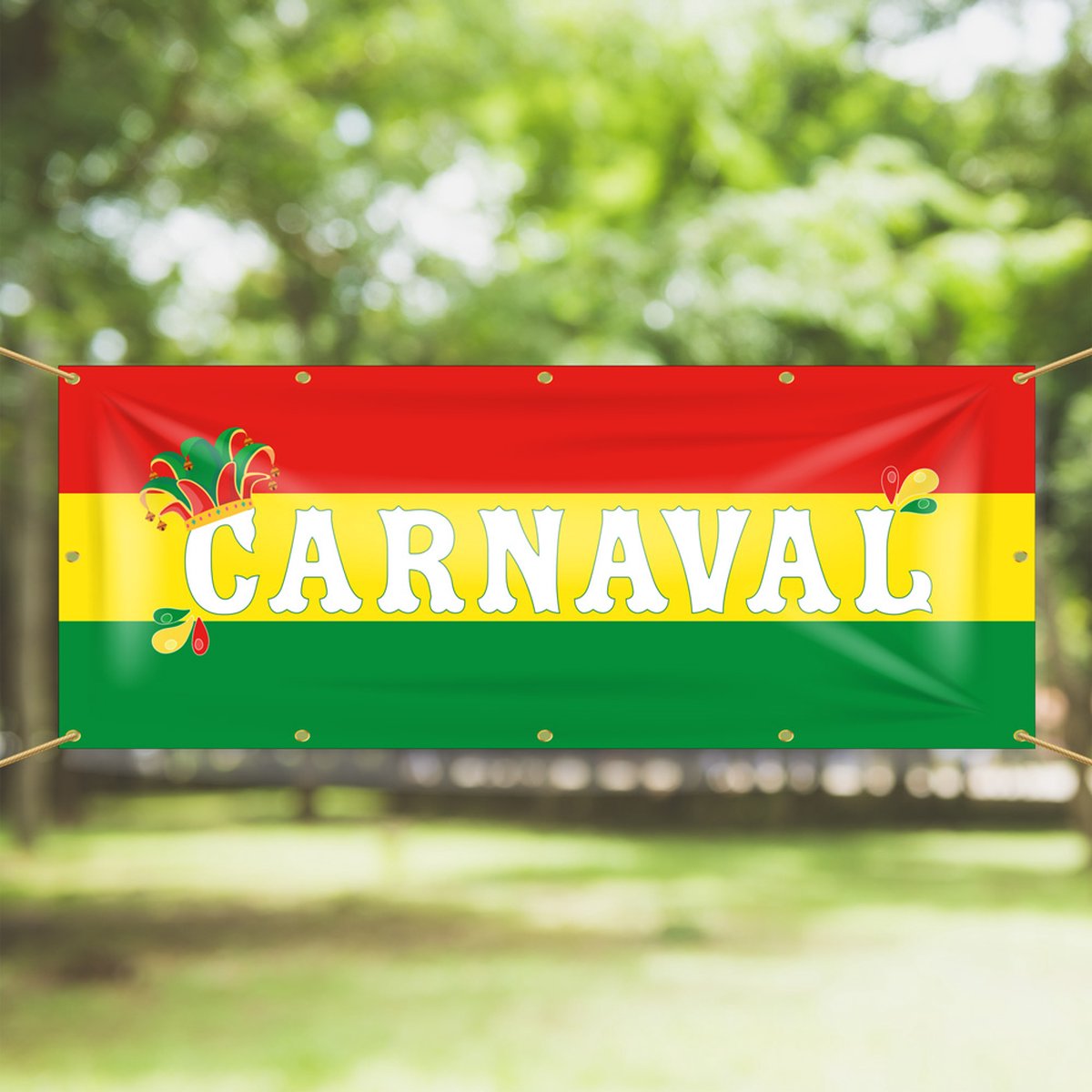 Spandoek Carnaval - Rood - Groen - Geel - Clowns - carnaval versiering - carnaval decoratie - accessoires