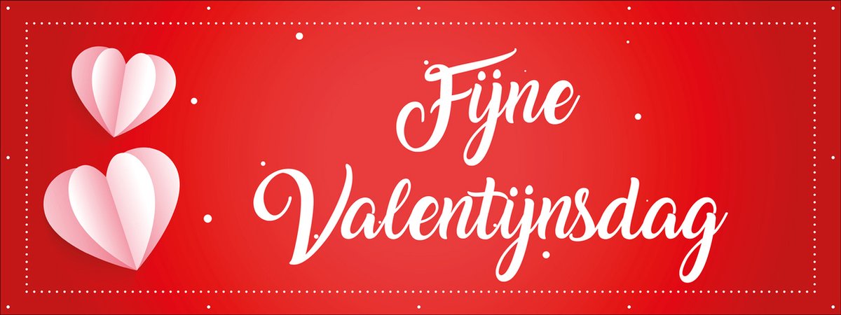 Spandoek Fijne Valentijnsdag- hartjes - Valentijn decoratie - Valentijn versiering - Valentinesday