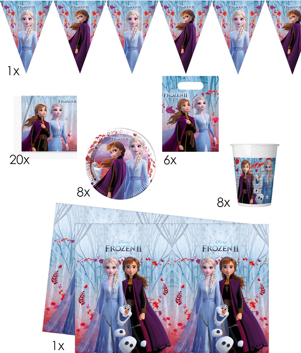 Feestpakket Frozen 2 44 delig - Kinderfeestje - Decoratie - Verjaardag - Themafeest - Kinderen - Happy Birthday - Frozen