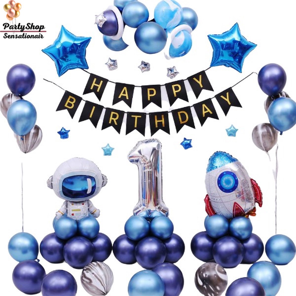 Happy Birthday Ruimtevaart Verjaardag Versiering Ballonnen Pakket- 55 delig- Astronaut Kinderfeestje- Ballonnen