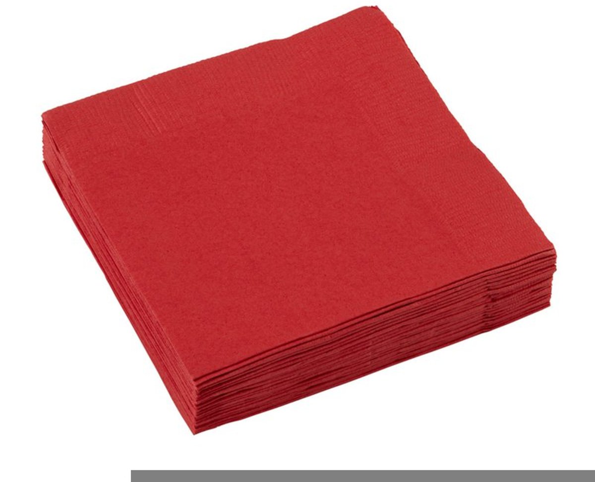 50 Beverage Napkins Apple Red 25x25cm