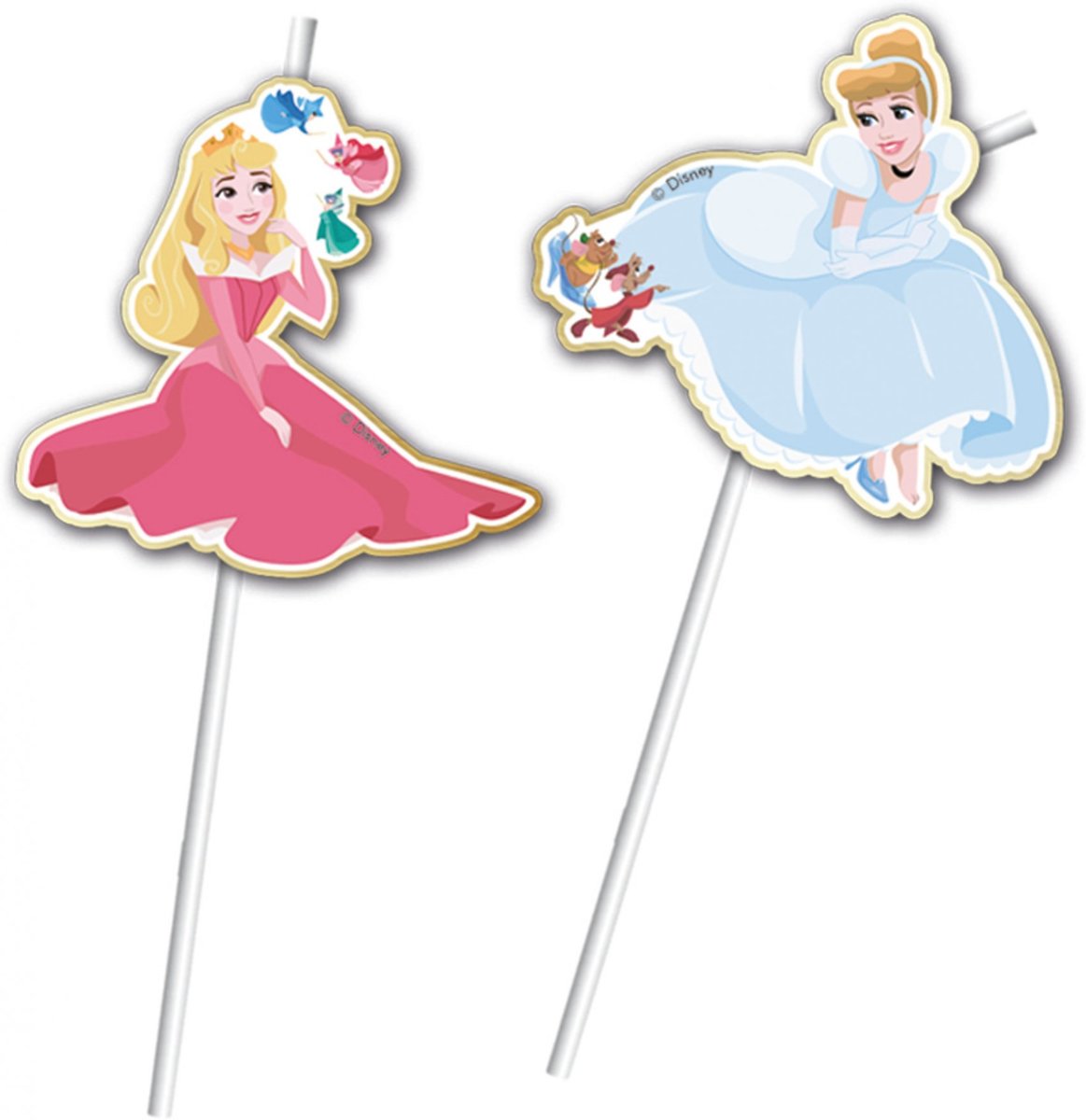 6 premium Disney Prinsessen™ rietjes - Feestdecoratievoorwerp