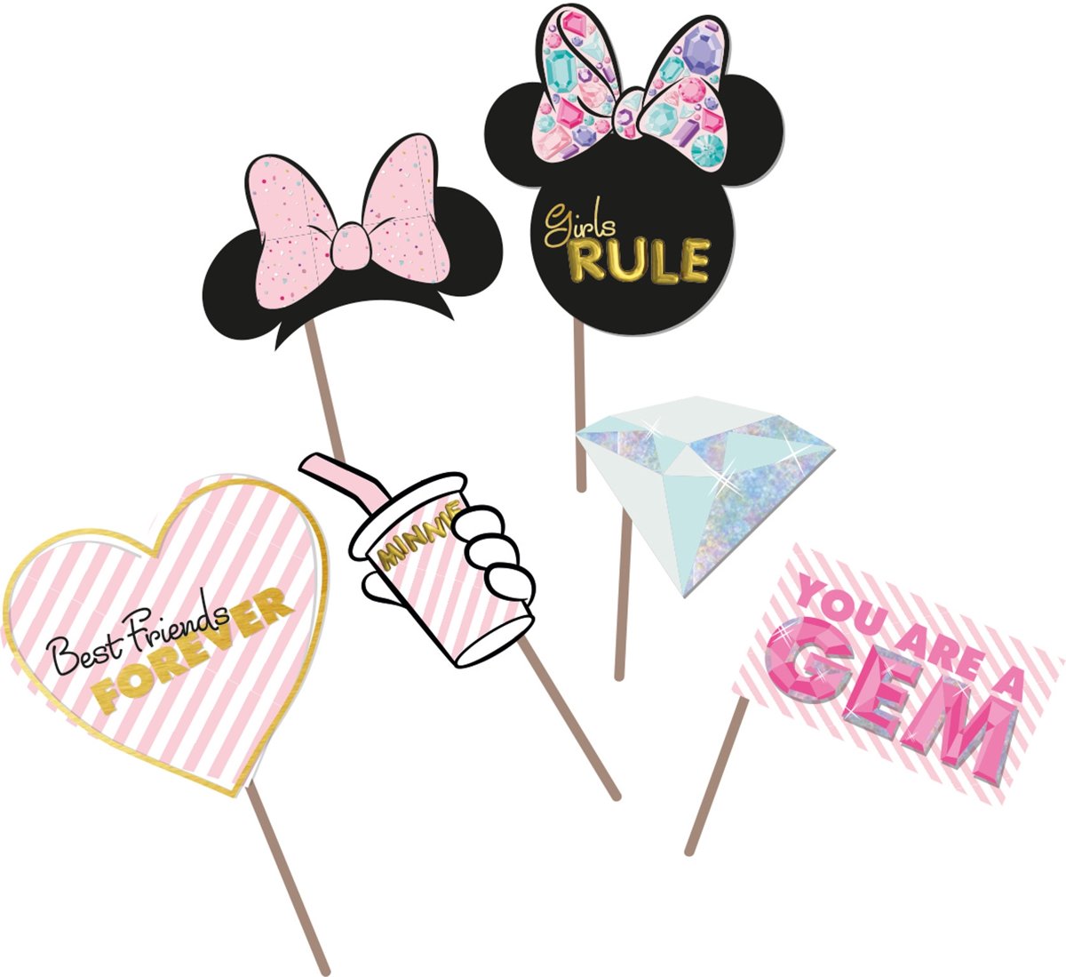 6 premium Minnie™ photobooth accessoires - Feestdecoratievoorwerp