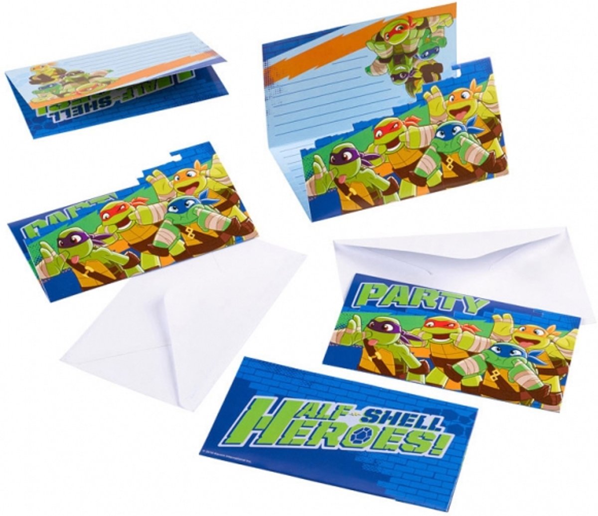 8 Ninja Turtles™ uitnodigingen - Feestdecoratievoorwerp