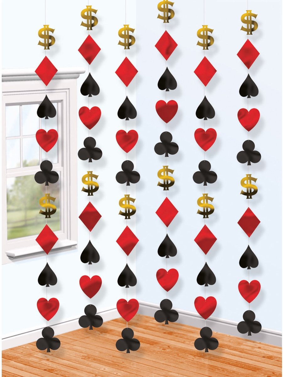 Casino Hangdecoratie 2,1 meter 6 stuks