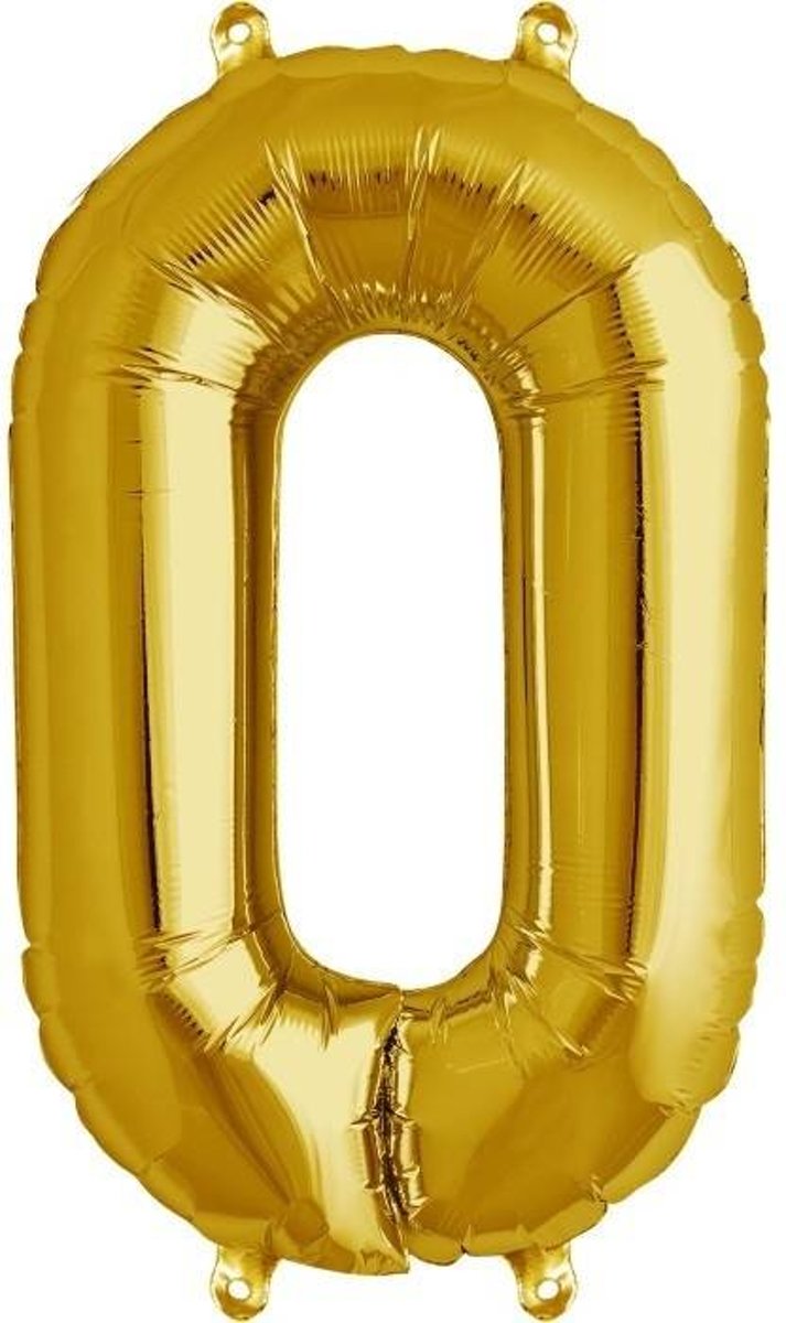 Folie Ballon Cijfer 0 Goud XL 86cm leeg