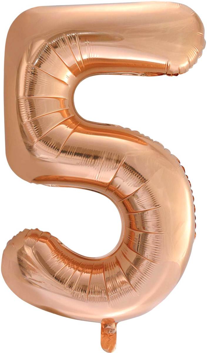 Folie Ballon Cijfer 5 Rosé Goud XL 86cm leeg