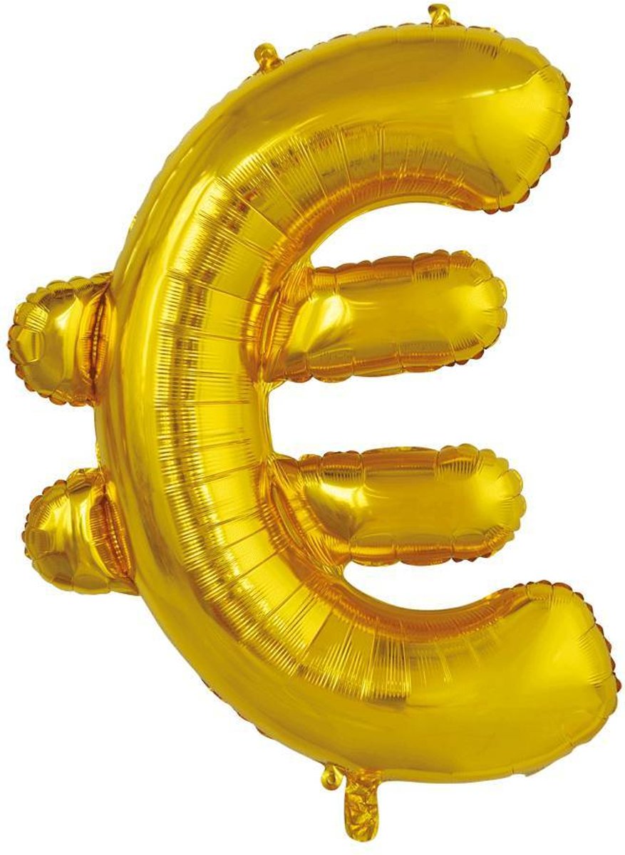 Folie Ballon Euroteken € Goud XL 86cm leeg