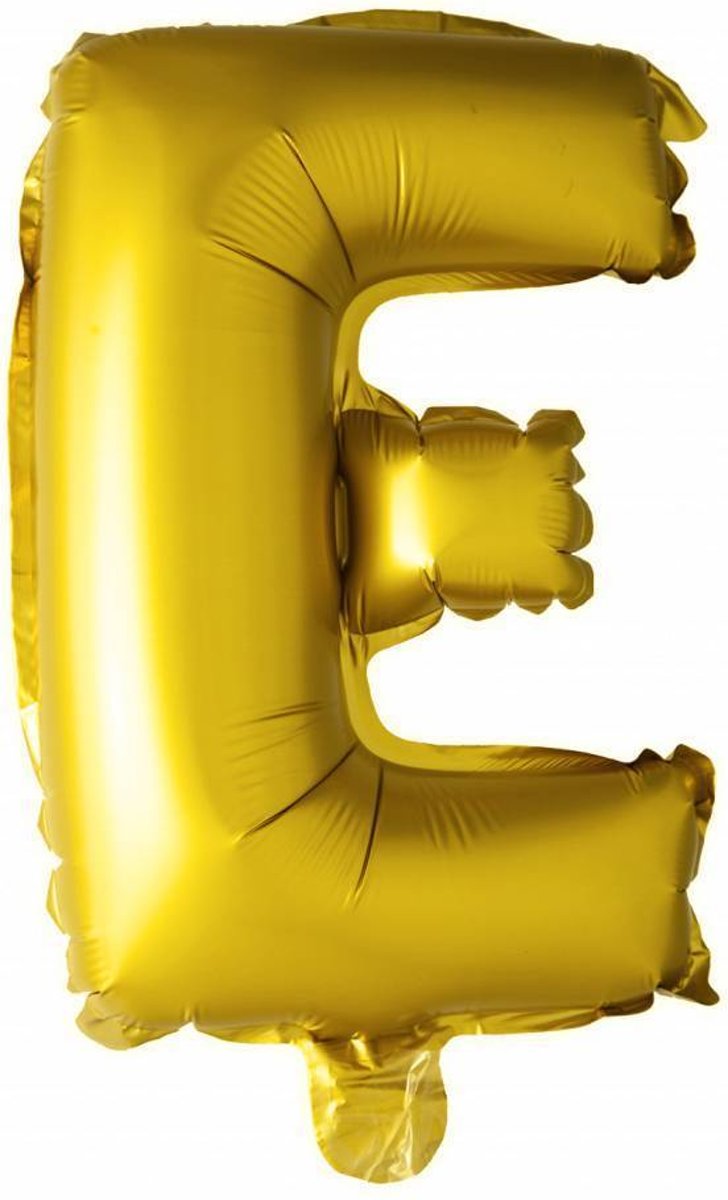 Folie Ballon Letter E Goud 41cm met rietje