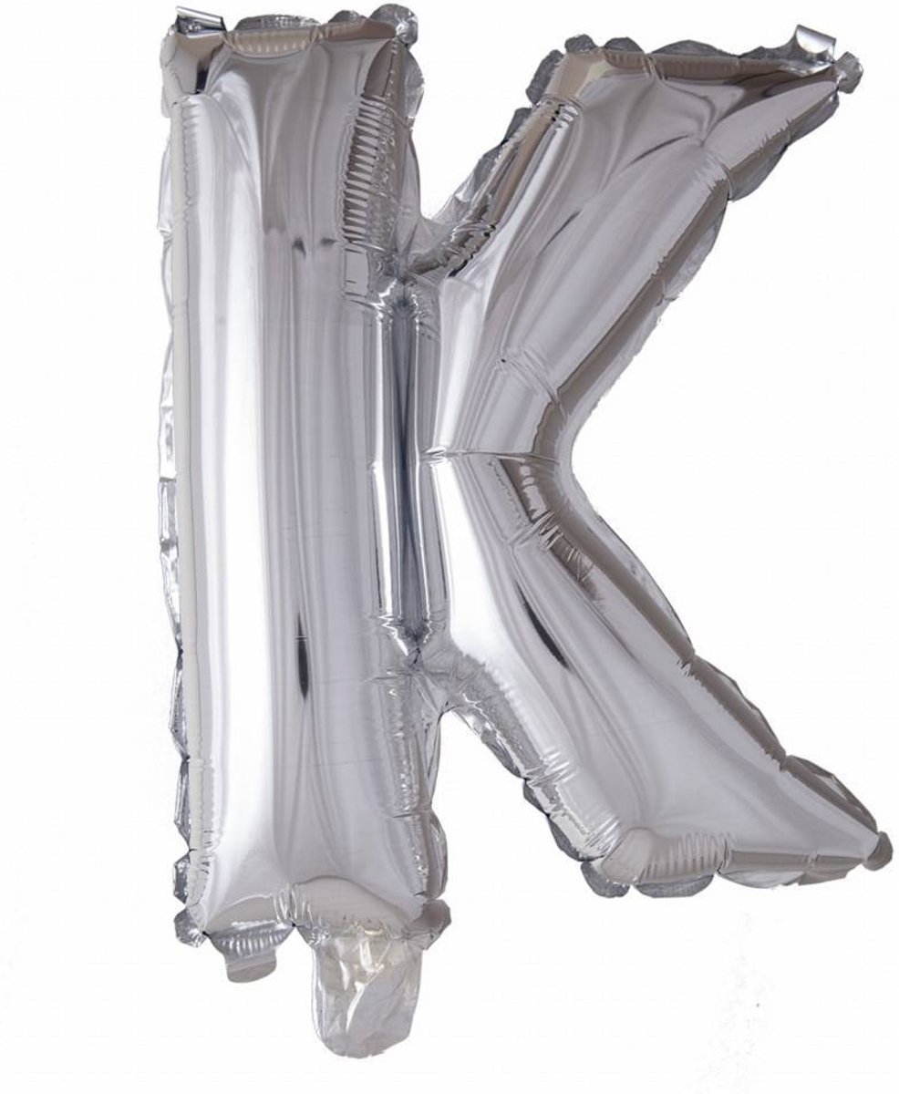 Folie Ballon Letter K Zilver XL 86cm leeg