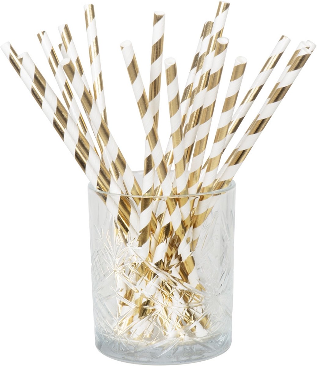 Gouden Rietjes Papier 24cm 20 stuks