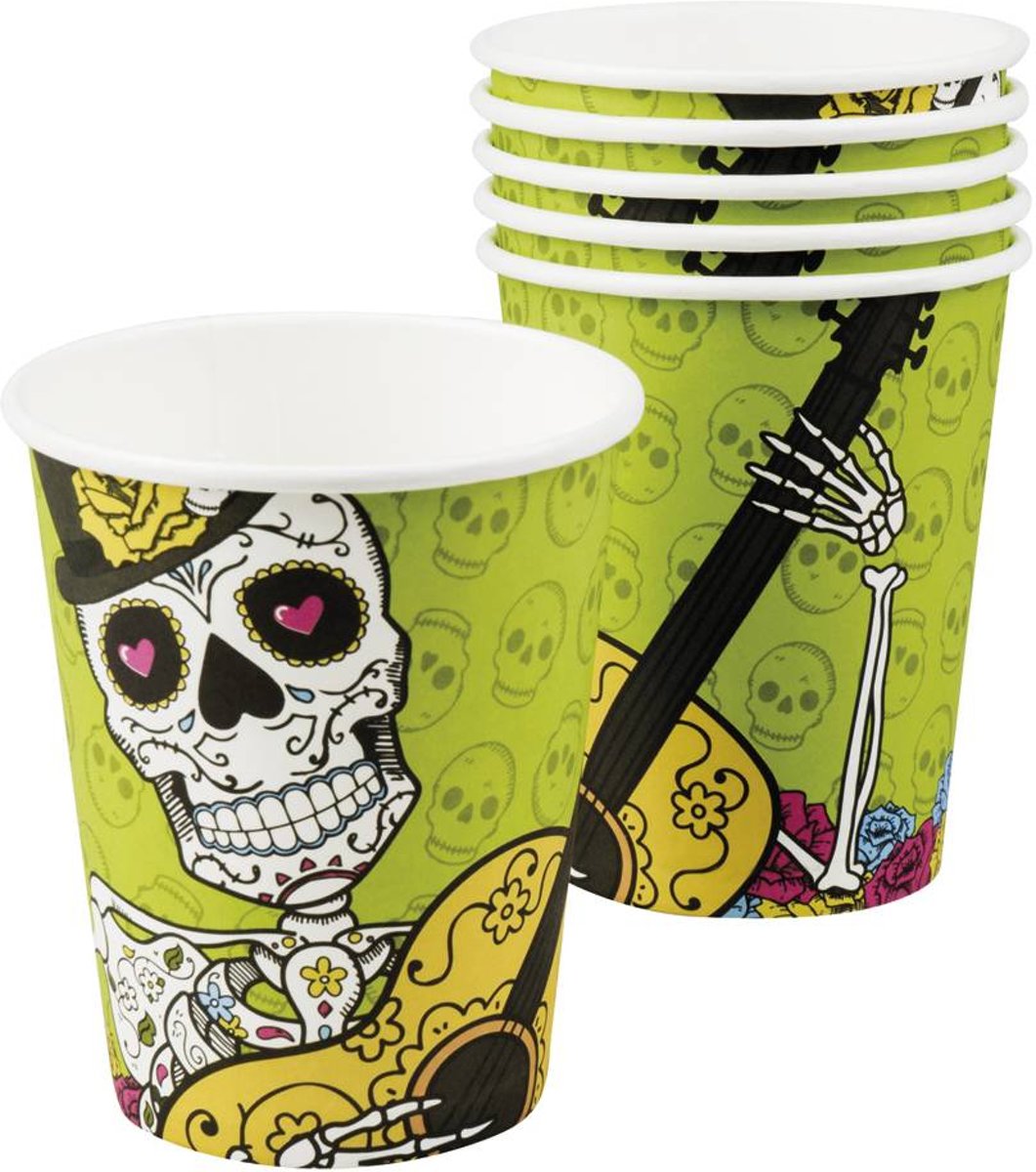 Halloween Bekers Day of The Dead 250ml 6 stuks