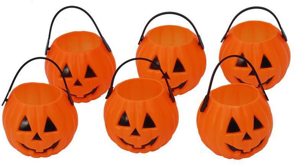 Halloween Pompoen Bakjes 7cm 6 stuks