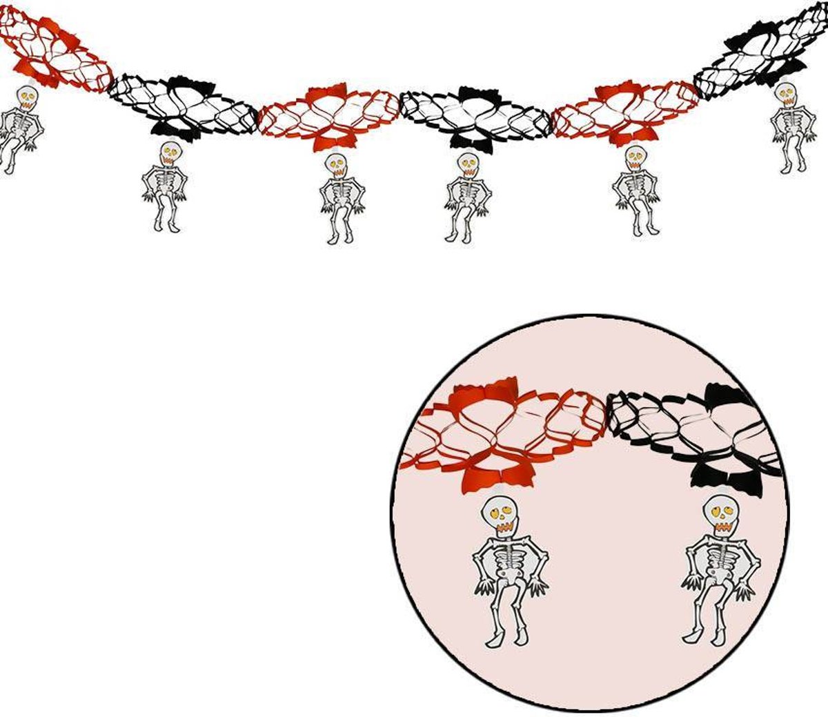 Halloween Slinger Skelet met onderhangers 2 meter