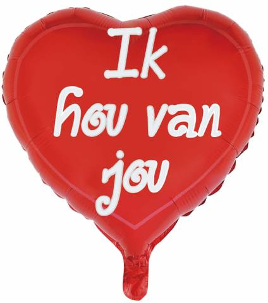 Hart Helium Ballon Ik Hou Van Jou 46cm leeg