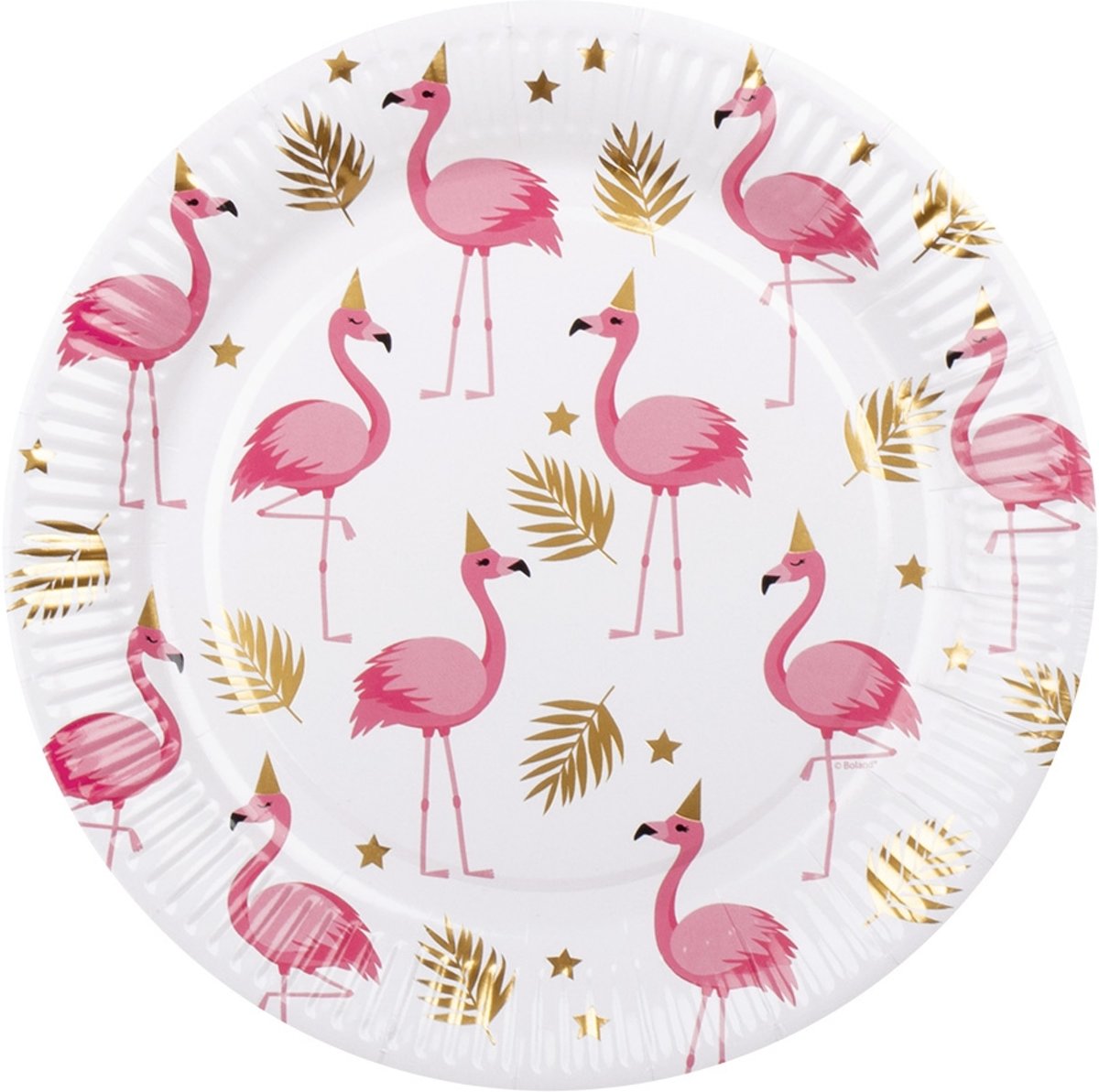 Hawaii Borden Flamingo Goud 23cm 6 stuks