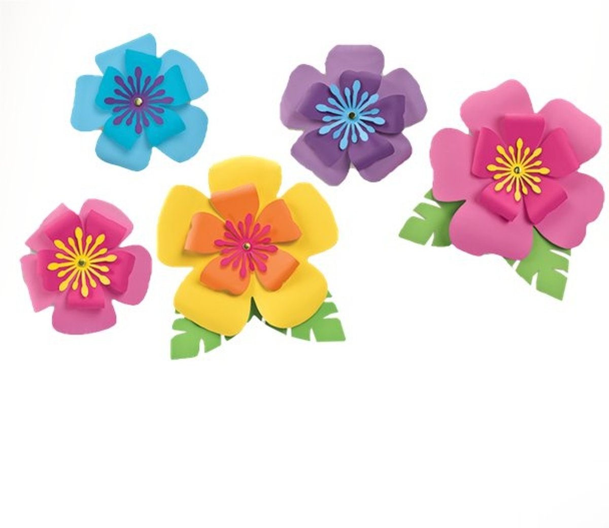 Hawaii Decoratie Bloemen Papier 5 stuks