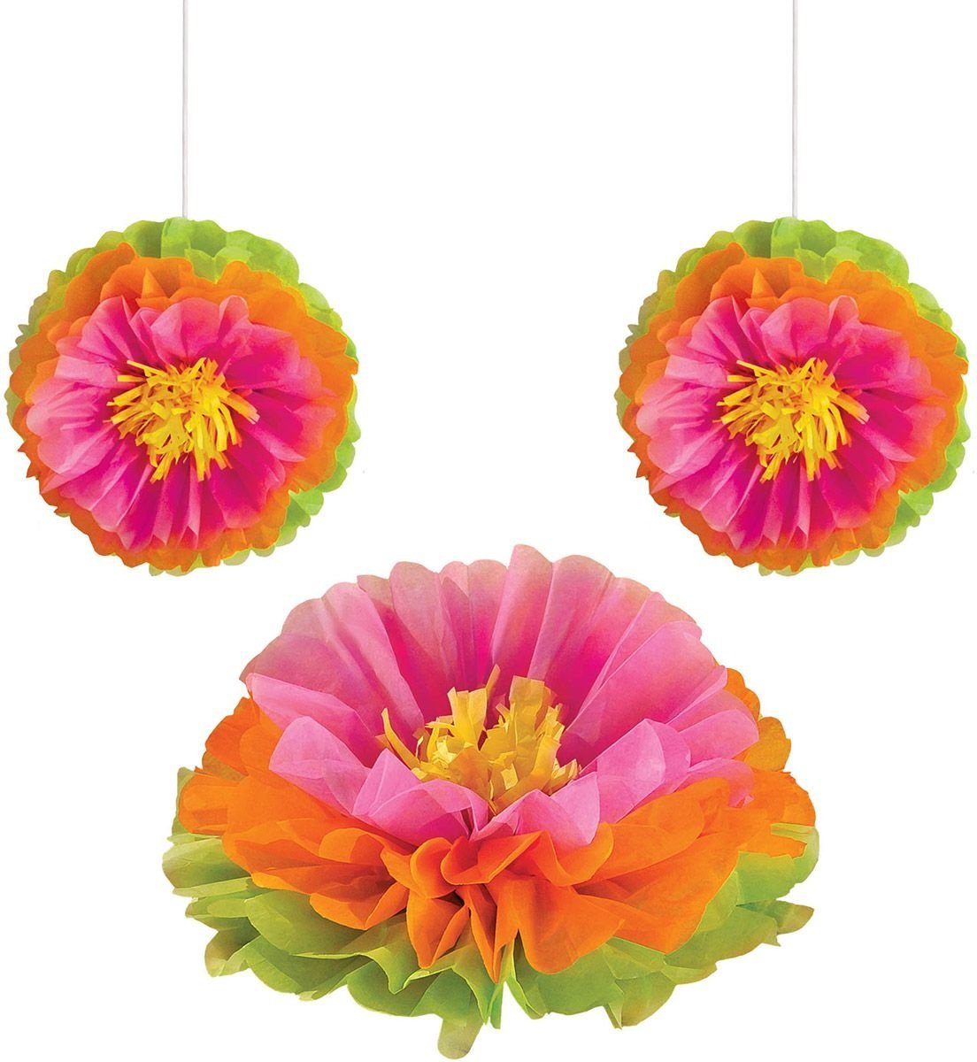 Hawaii Pompon Bloem Set 40cm 3 delig