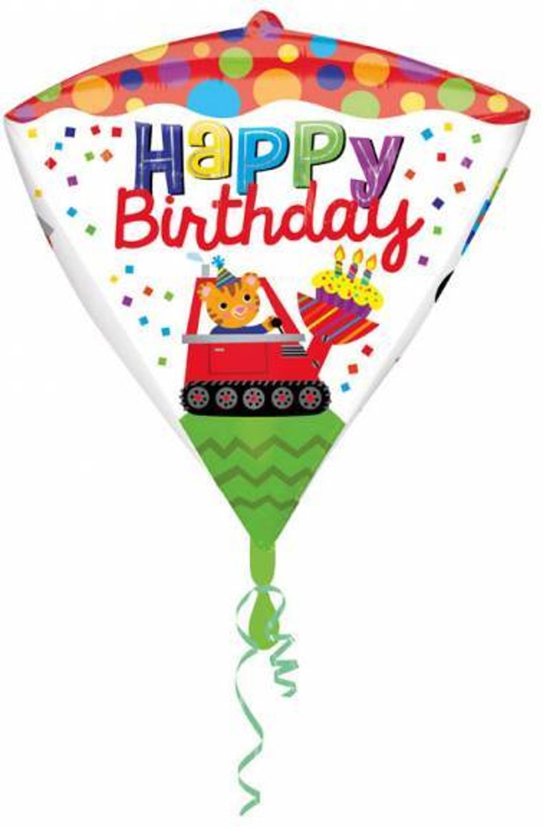 Helium Ballon Happy Birthday Diamant 43x38cm leeg