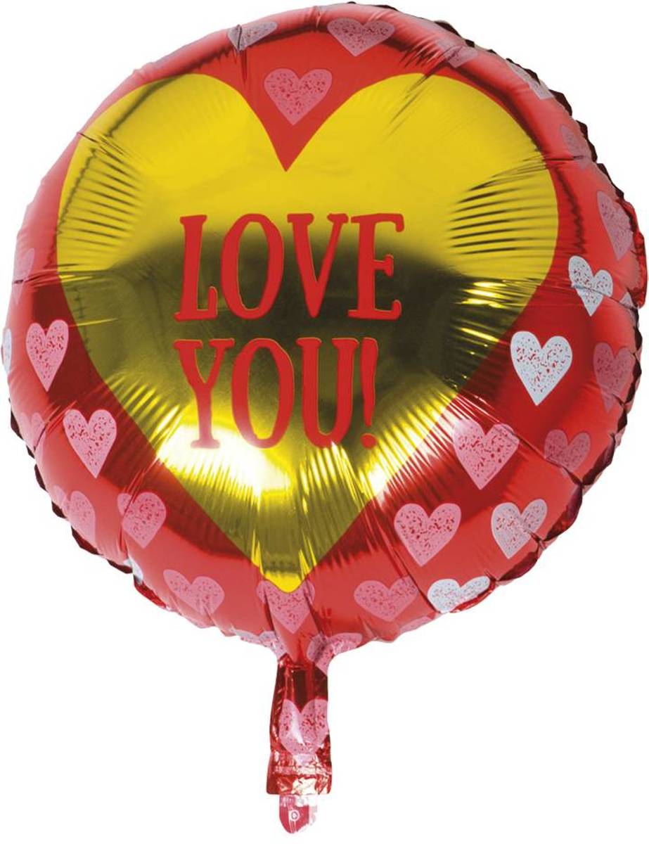 Helium Ballon Hart Love You Goud 45cm leeg