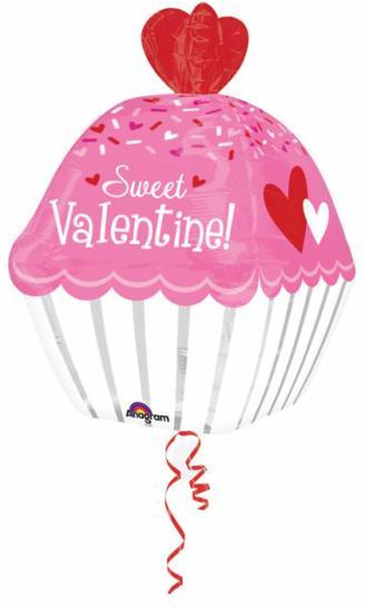 Helium Ballon Sweet Valentine Cupcake 60cm leeg