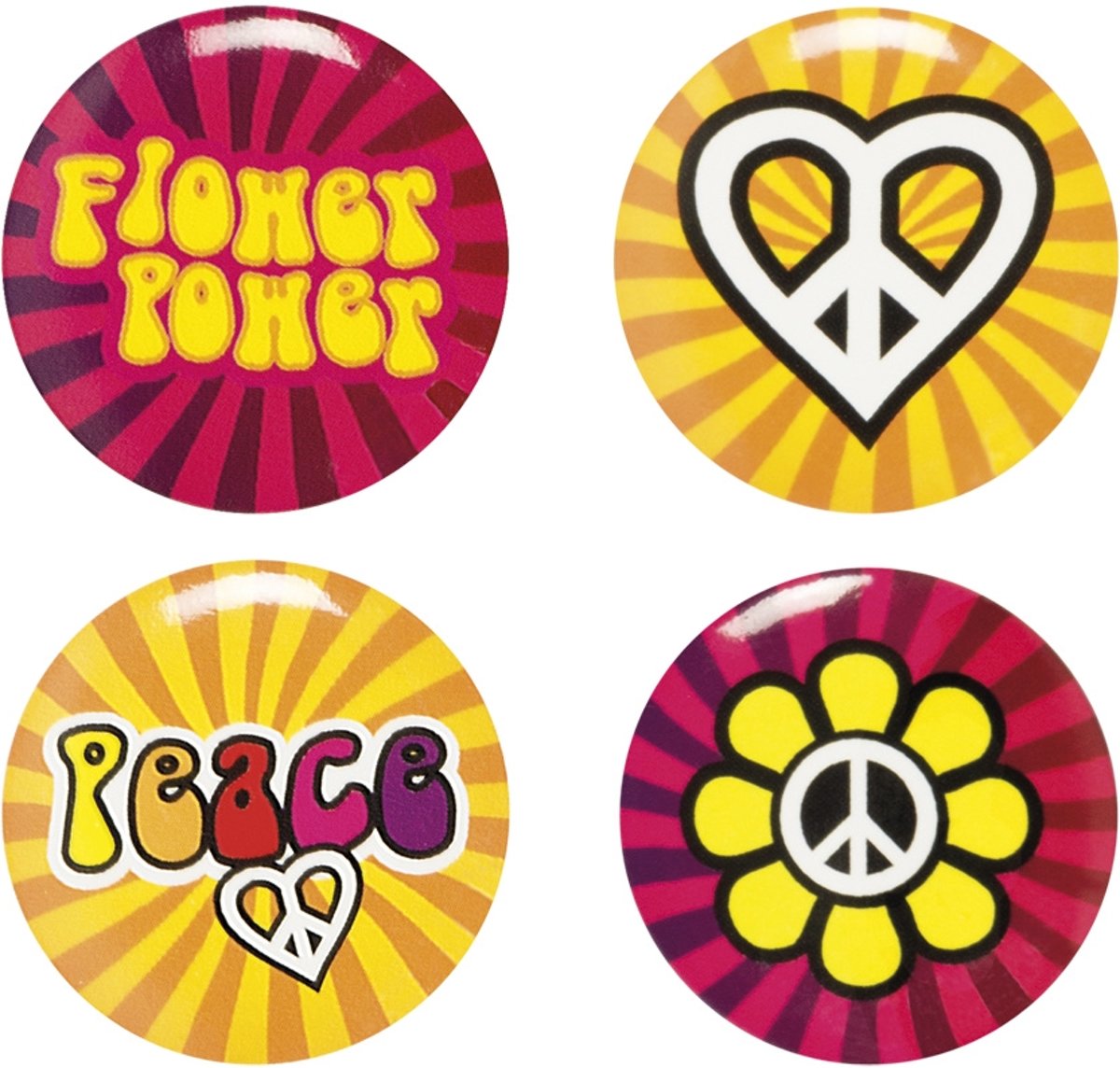 Hippie Buttons 3cm 4 stuks