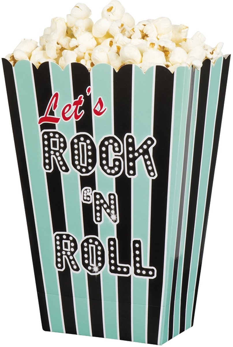 Jaren 50 Popcorn Bakjes Rock n Roll 4 stuks