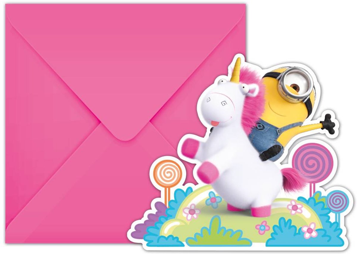 Minions Uitnodigingen Unicorn 6 stuks