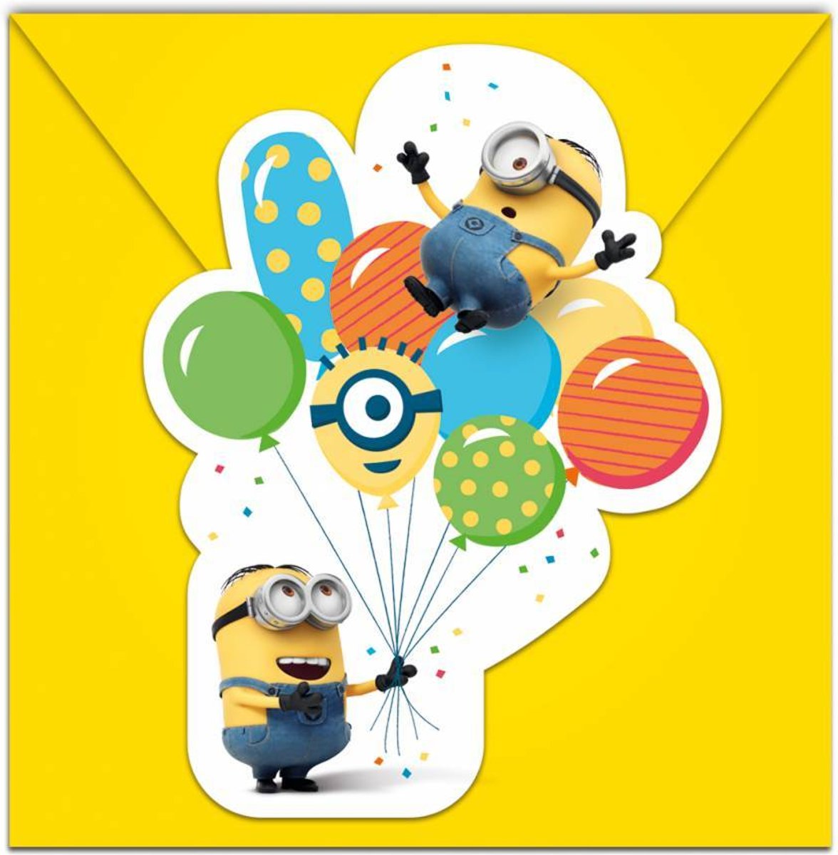 Minions balloons party uitnodigingen 6 st.