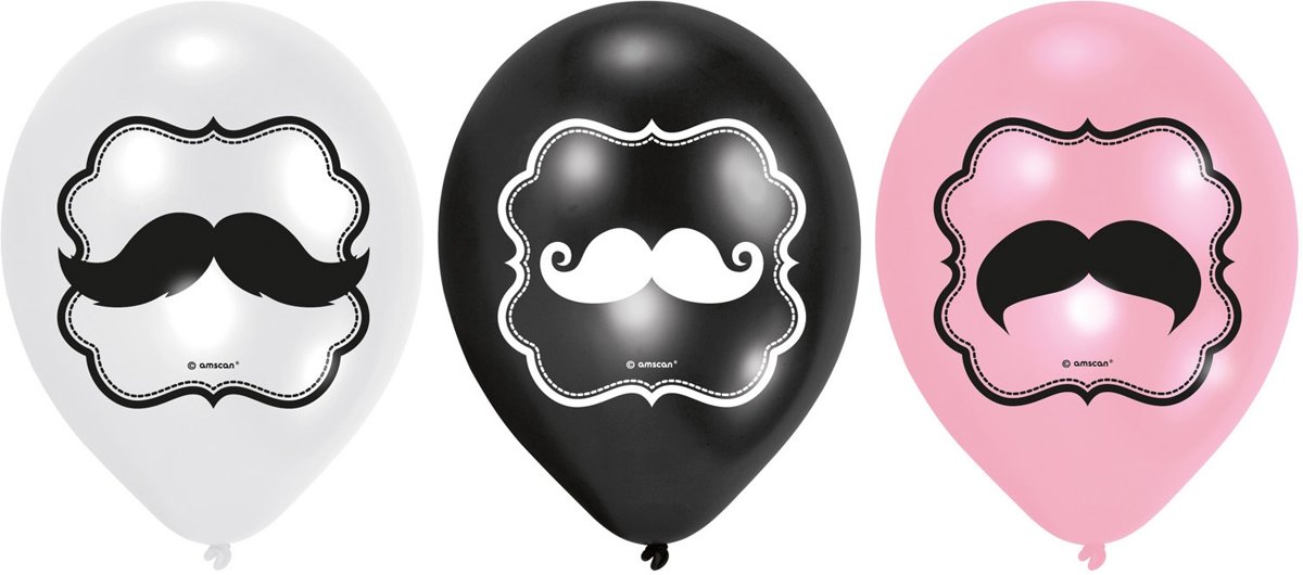 Moustache Ballonnen 23cm 6 stuks