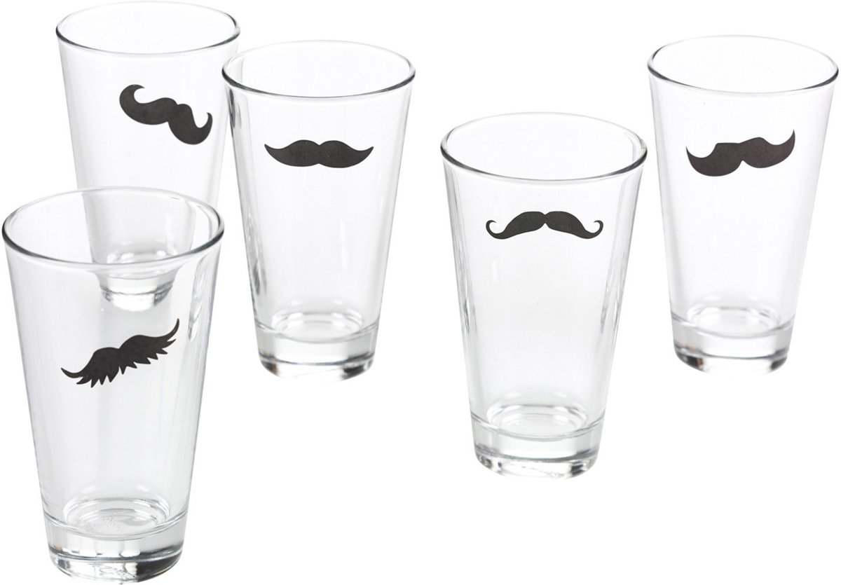 Moustache Glasstickers 16 stuks