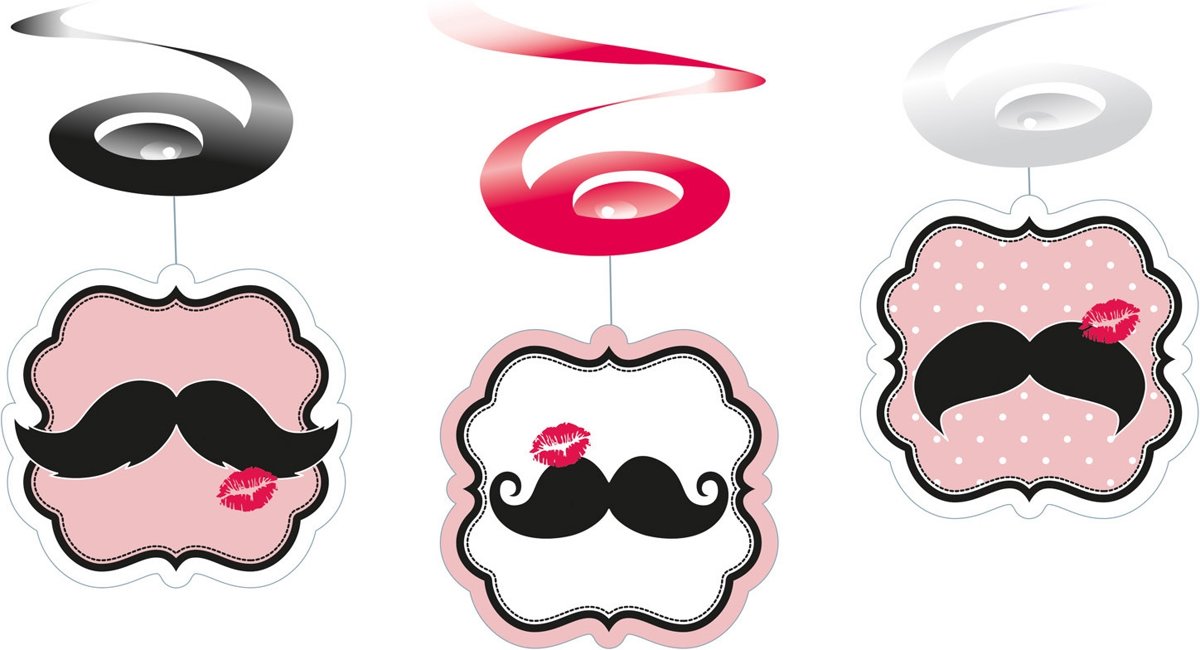 Moustache Hangdecoratie 40cm 6 stuks