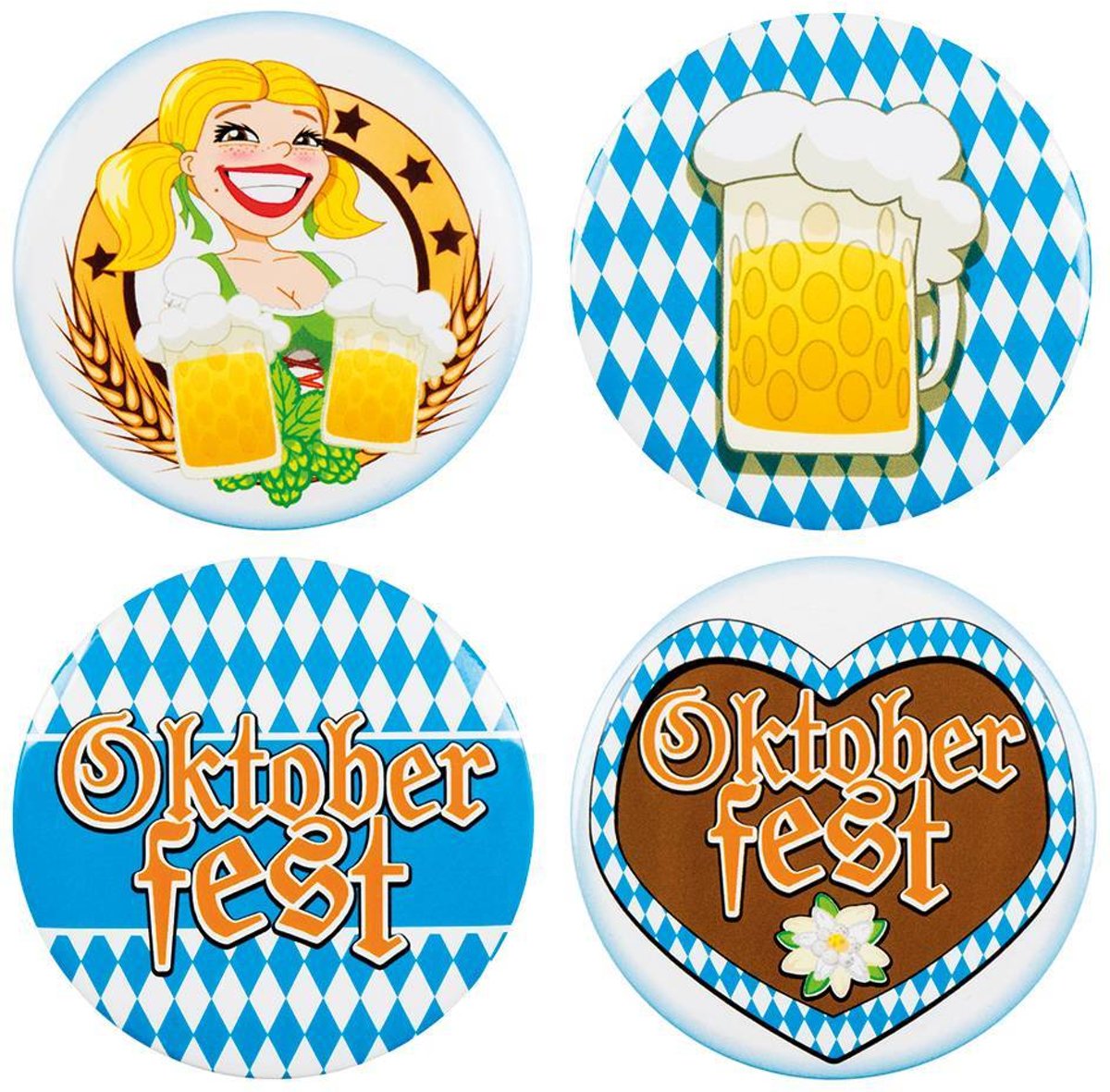 Oktoberfest Buttons 5cm 4 stuks