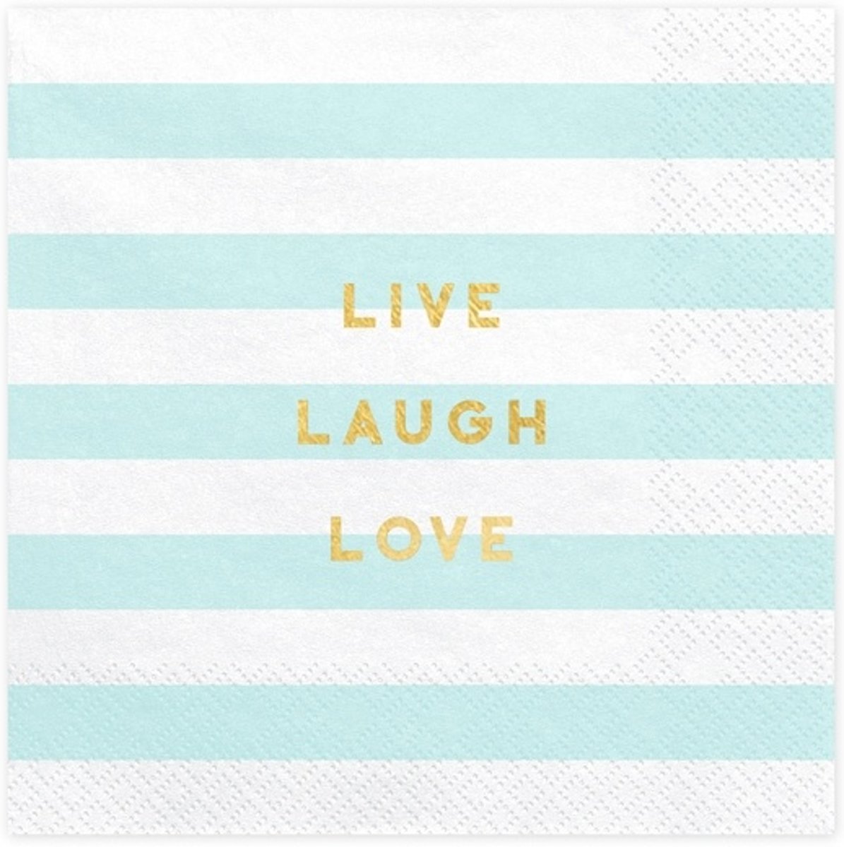 Servetten Yummy - Live Laugh Love, licht blauw, 33x33cm (1 zakje met 20 stuks)