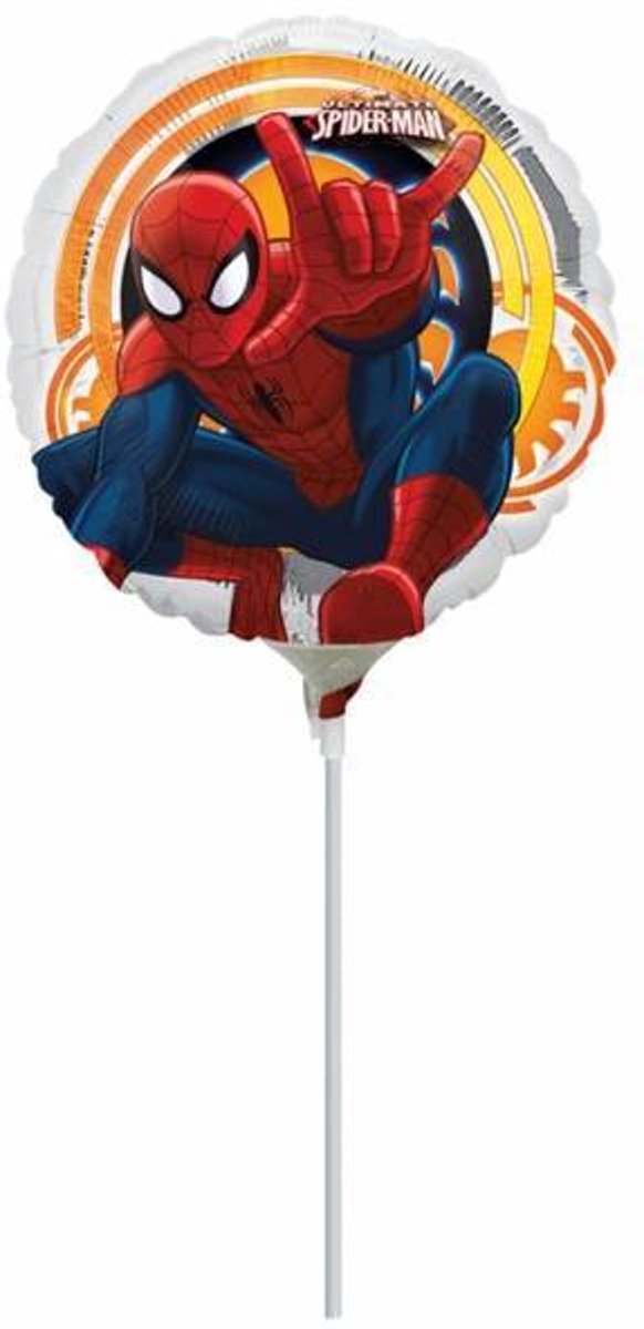 Spiderman Folie Ballon Versiering op stokje 23cm