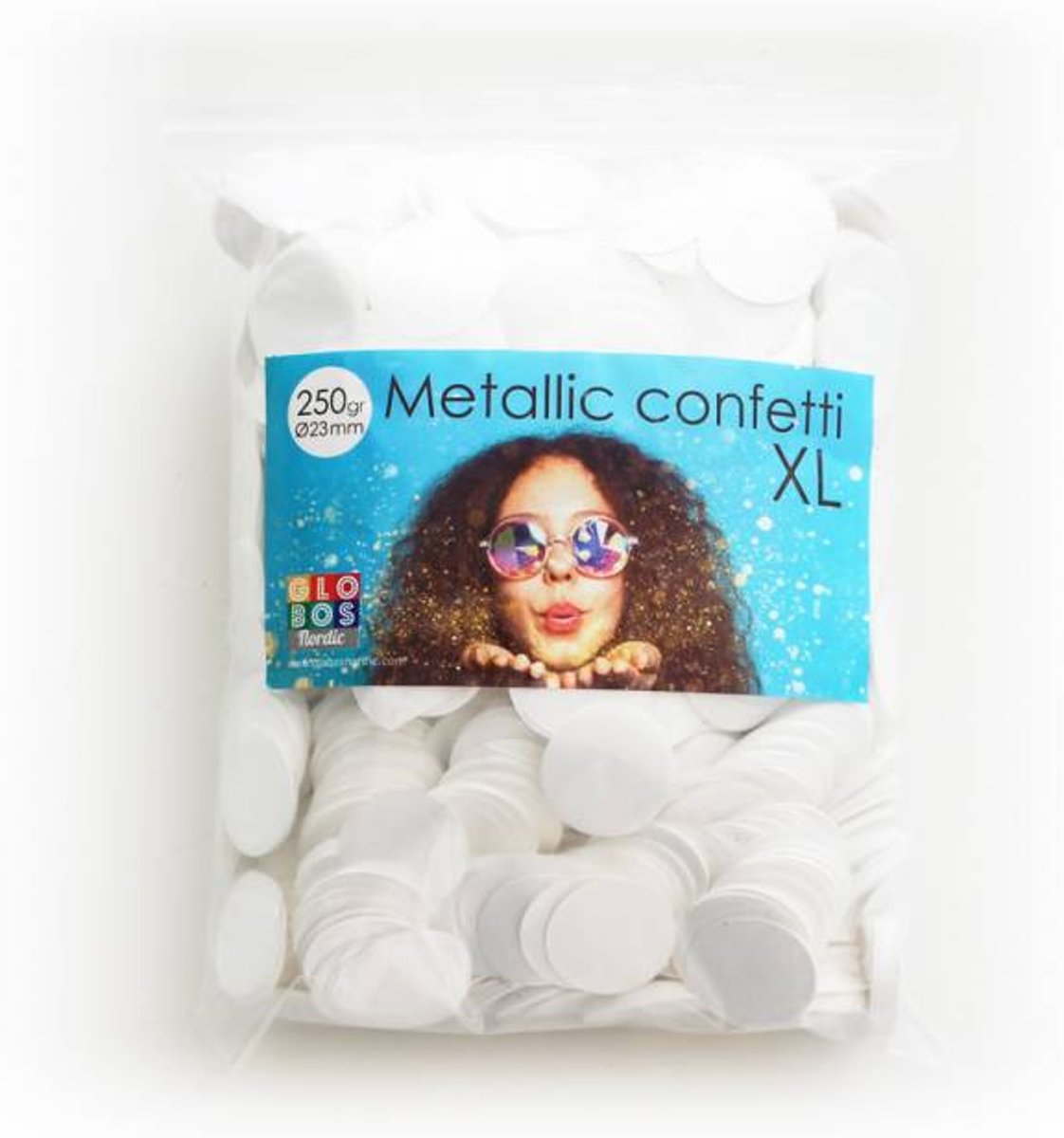 Witte Confetti Metallic 250 gram