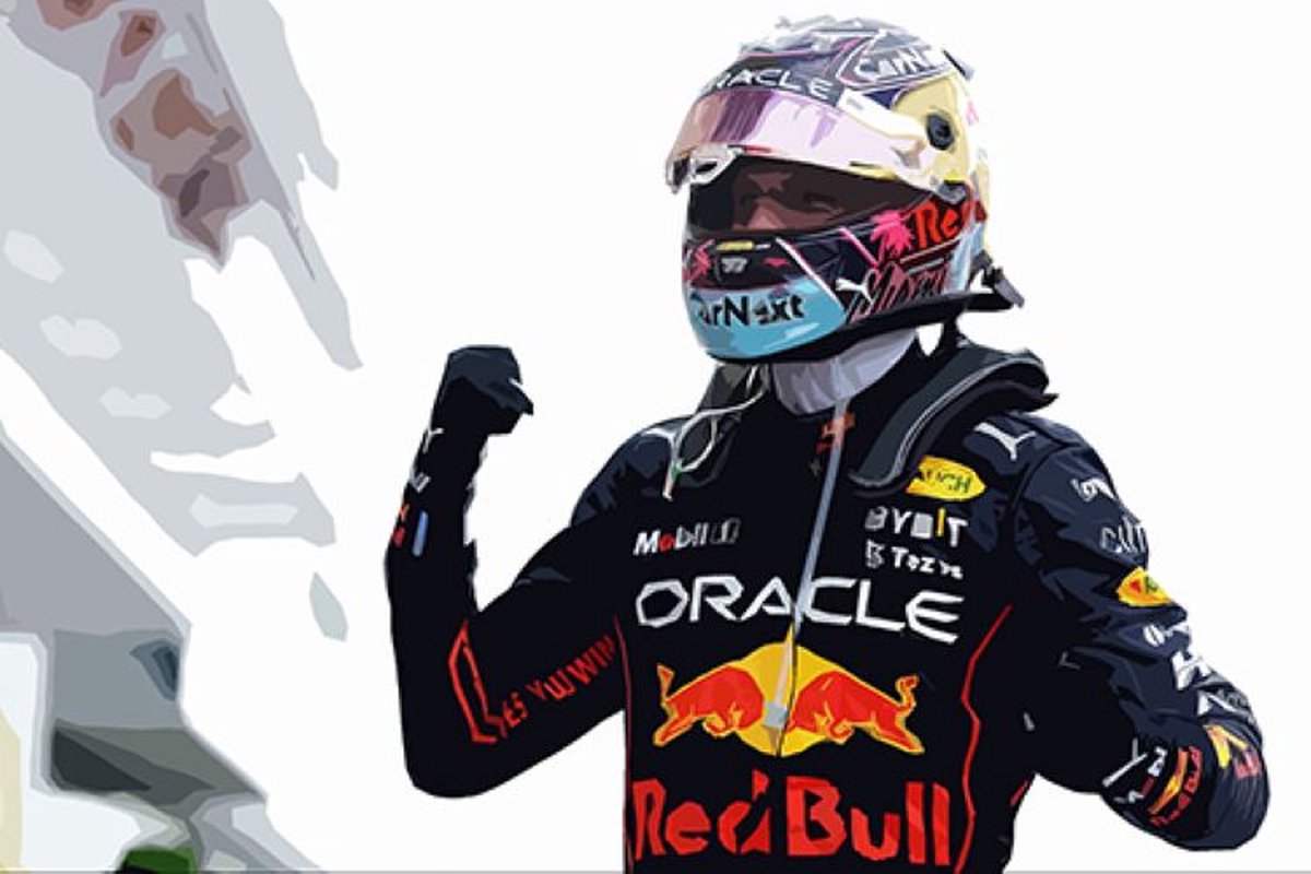 Max Verstappen Red Bull helm 2 - Canvas - 50 x 70 cm