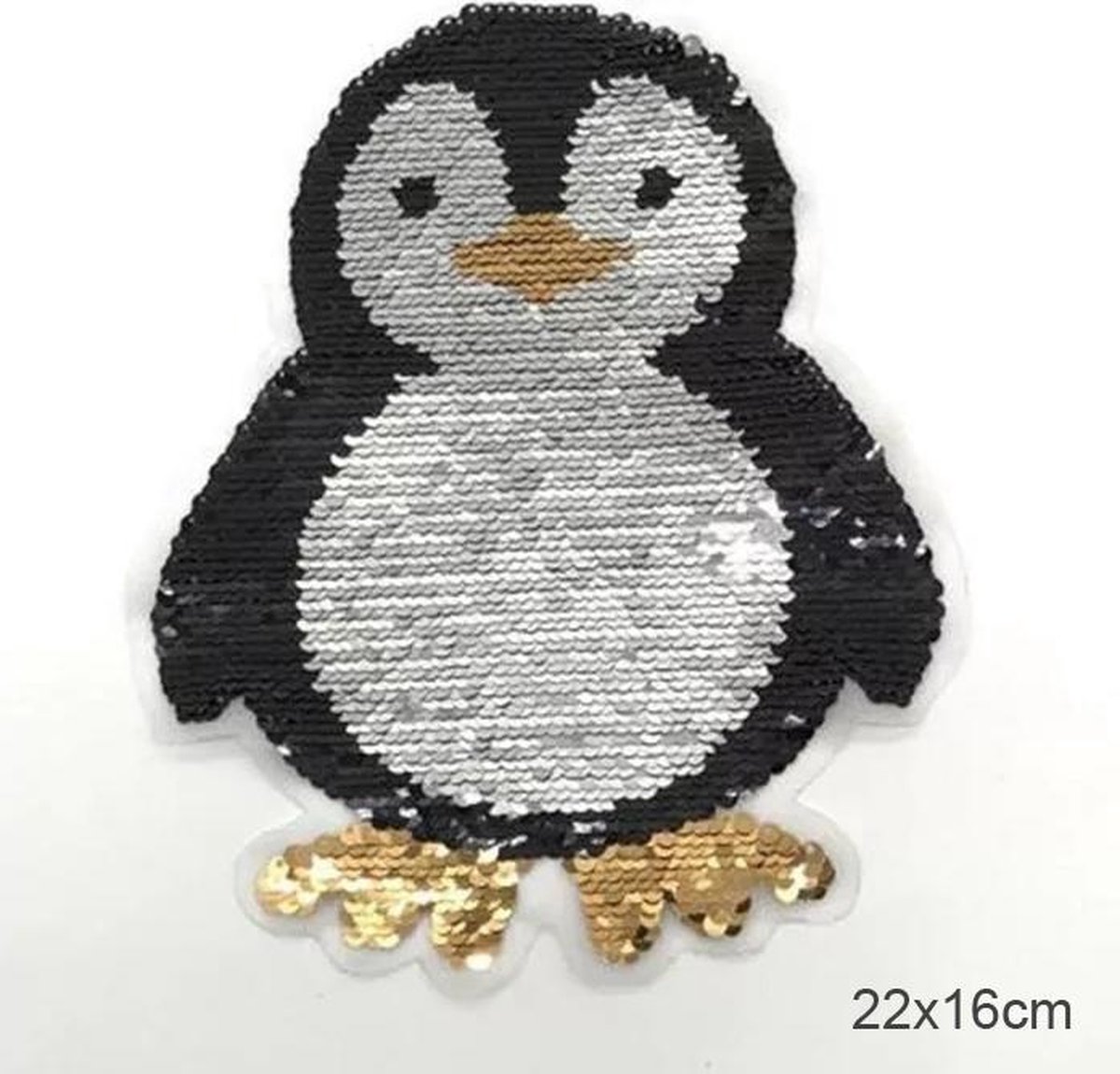 Pailletten Pinguin 19cm - Omkeerbaar - 2 Kleuren - Zwart & Roze - Glitter Patch - Applicatie - Naai Embleem - Dieren  - Naaiembleem - Naaien Sjabloon  - Stikken - Kleding - Shirt - Kinderen - Glinster