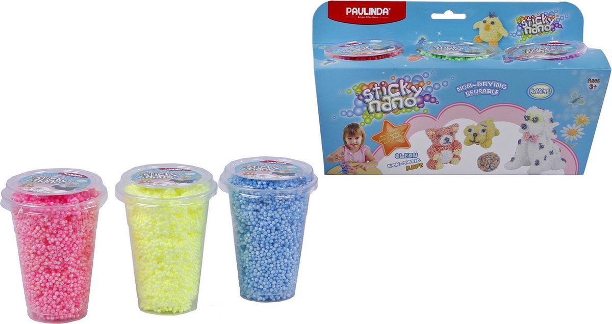 Paulinda Foam Klei 3x250 Ml Neon Colors Geel/blauw/roze