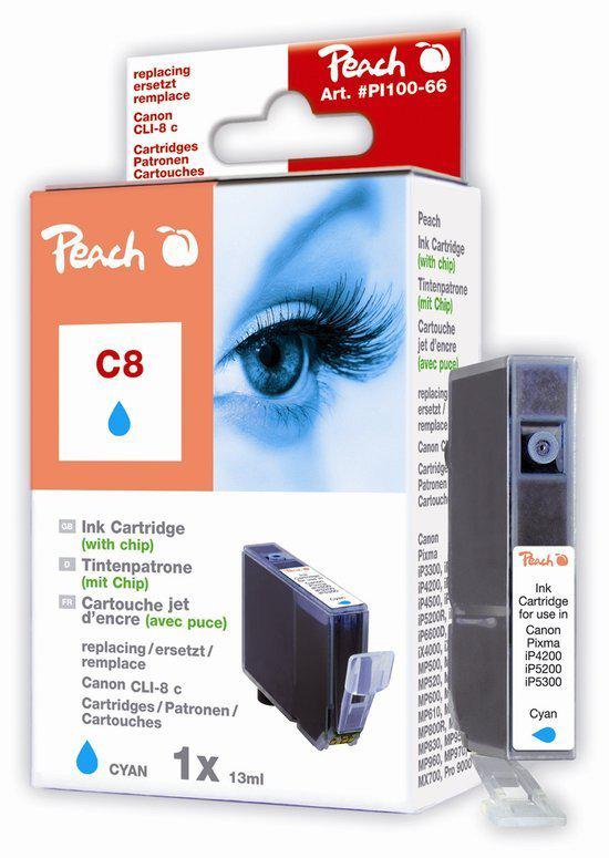 Peach C8 - Inktcartridge Canon CLI-8 - Cyaan