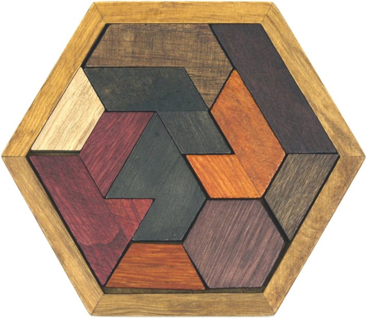 Peachy Houten Hexagon Puzzel - Denkpuzzel - Moeilijk spelletje en leuk als cadeau