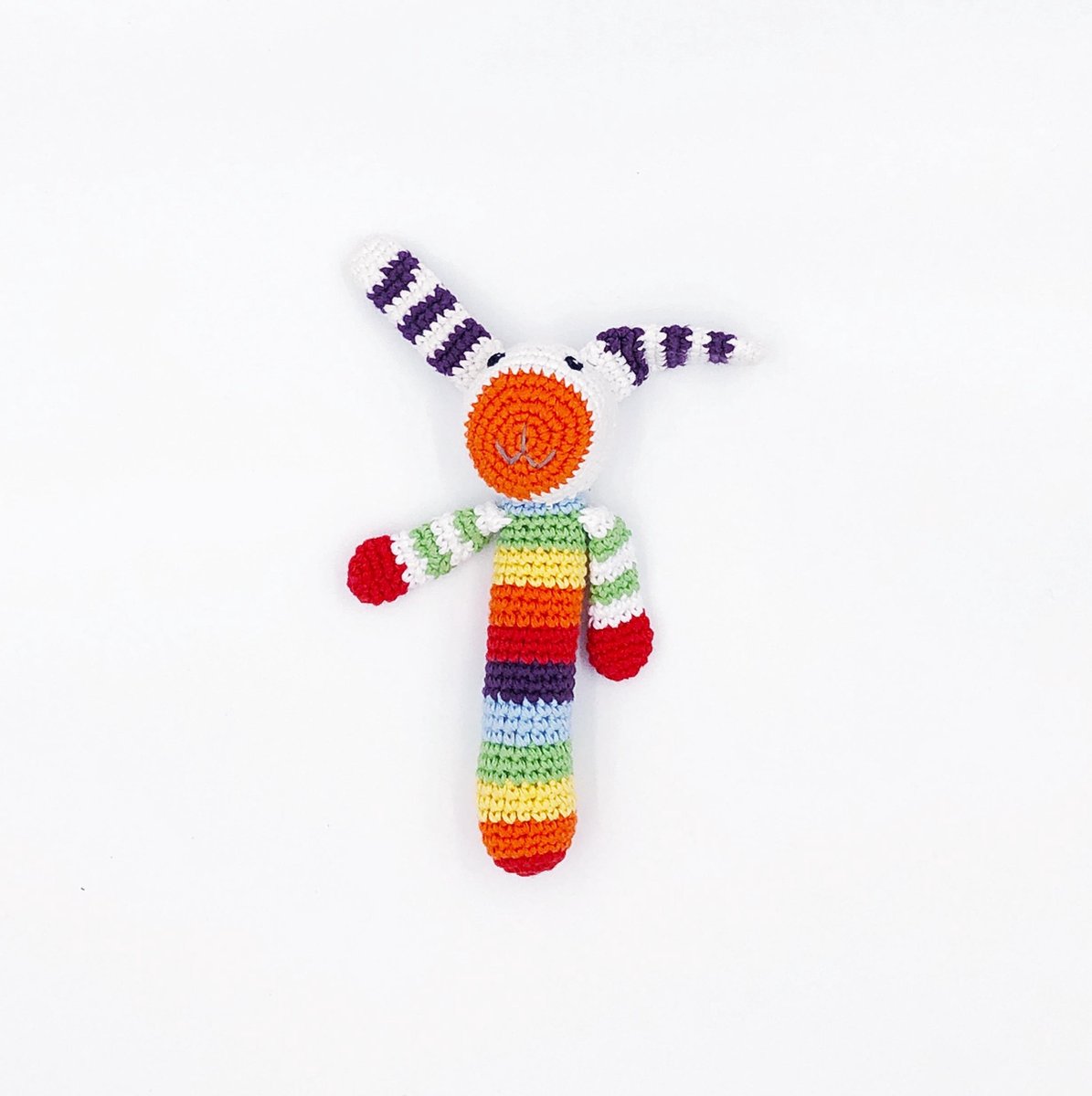 Pebble Child: Konijn/Bunny Rammelaar Speelgoed - Multicolor - Handgemaakt - Duurzaam