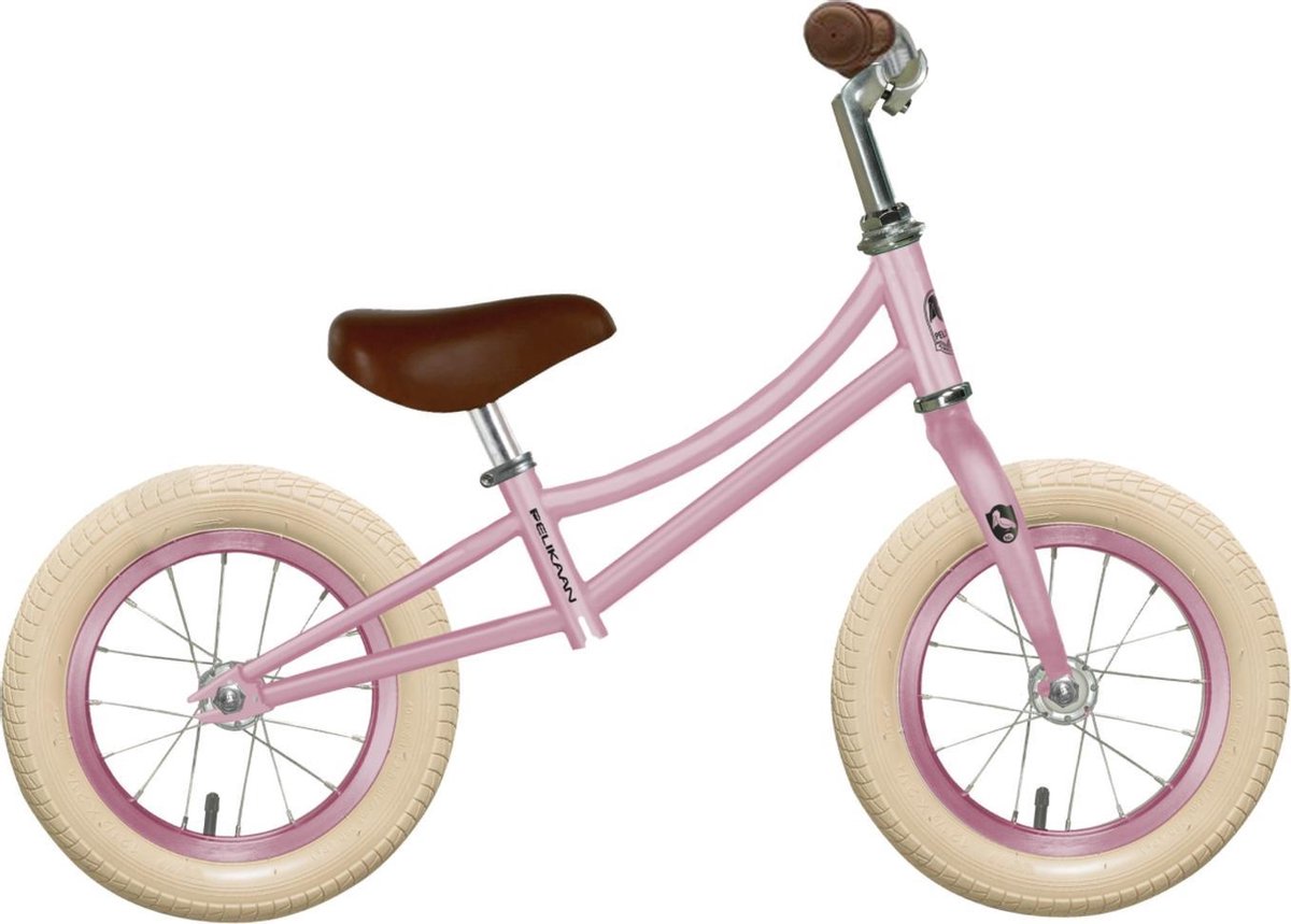 Pelikaan Kinderfiets - Model: Loopfiets - Meisjes - Roze - Framemaat: 16 cm - Staal - Rubberen luchtbanden - Max zadelhoogte: 34 cm