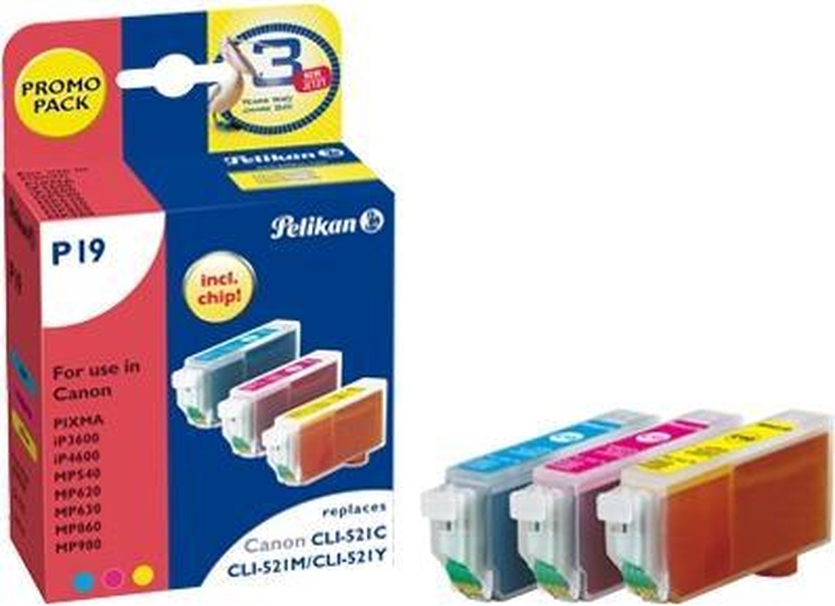 Pelikan 3 Ink cartridges Cyaan, Magenta, Geel 3 stuk(s)